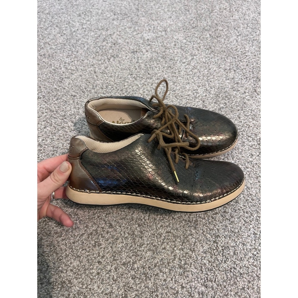 Alegria by PG Lite Bronze Metallic Snake Print‎ Oxford Shoes Women's EUR 36